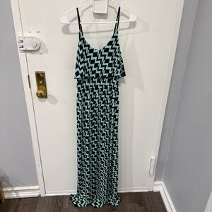 Trixxi Green and Blue Geometric Maxi Dress